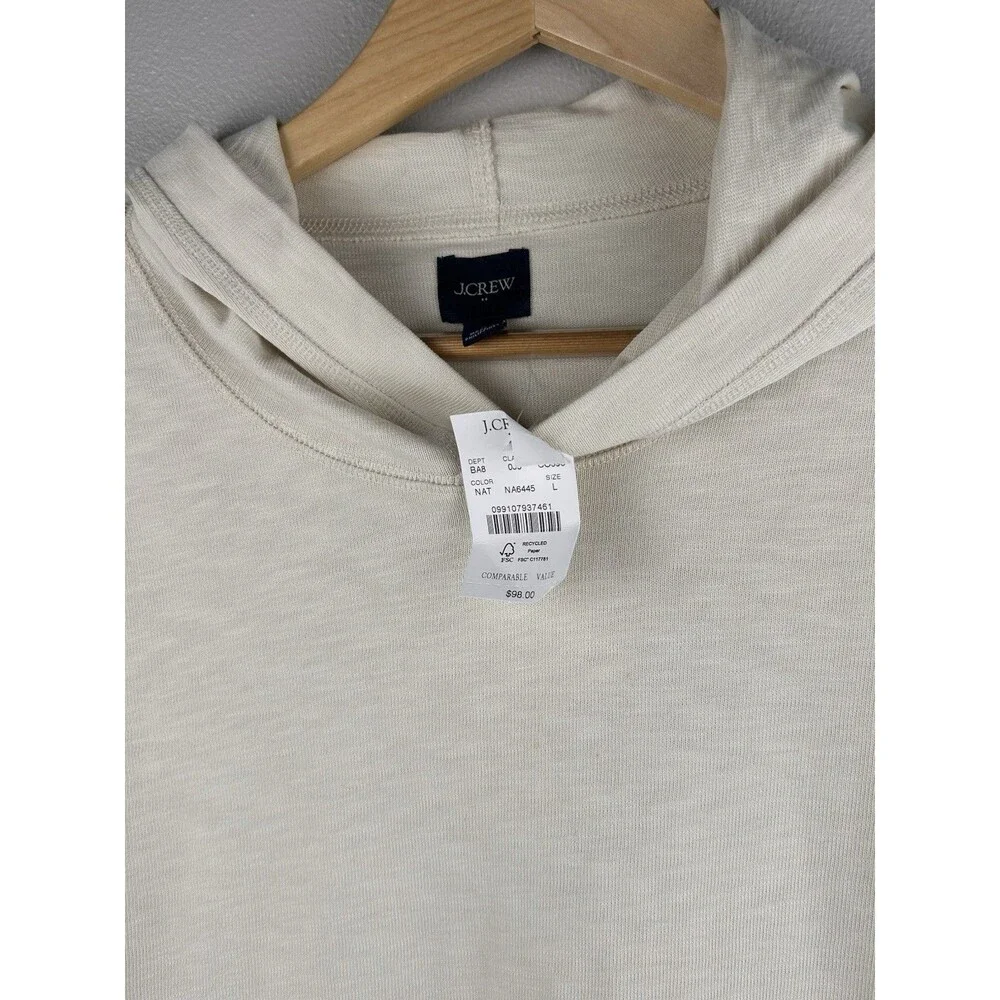 J.Crew Slub Jersey Hoodie Men's Large Off-white  100% Cotton NWT